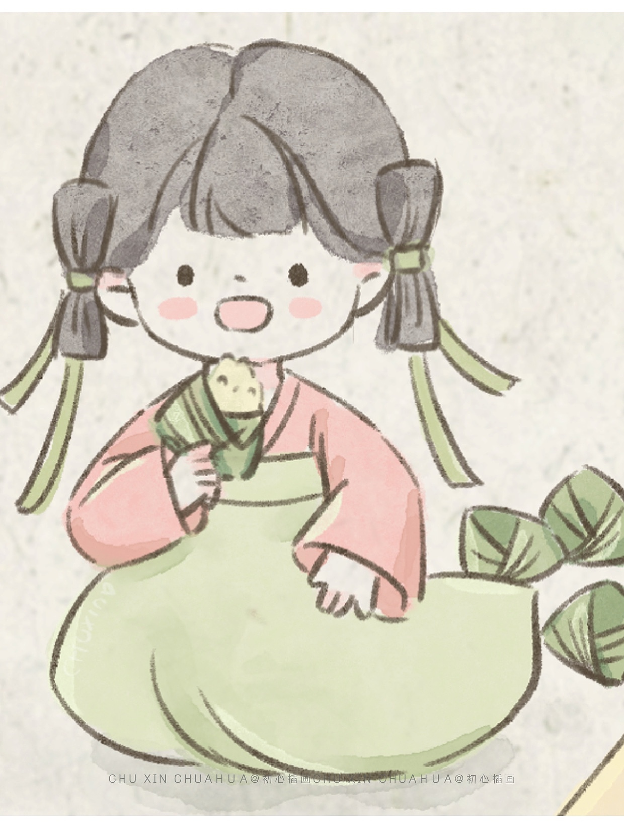 端午安康 粽享美食 古风人物美食节日插画（图ZMzQzNTMxNTEy） - 创作习作 - 站酷设计师初心插画原创素材 - 站酷ZCOOL