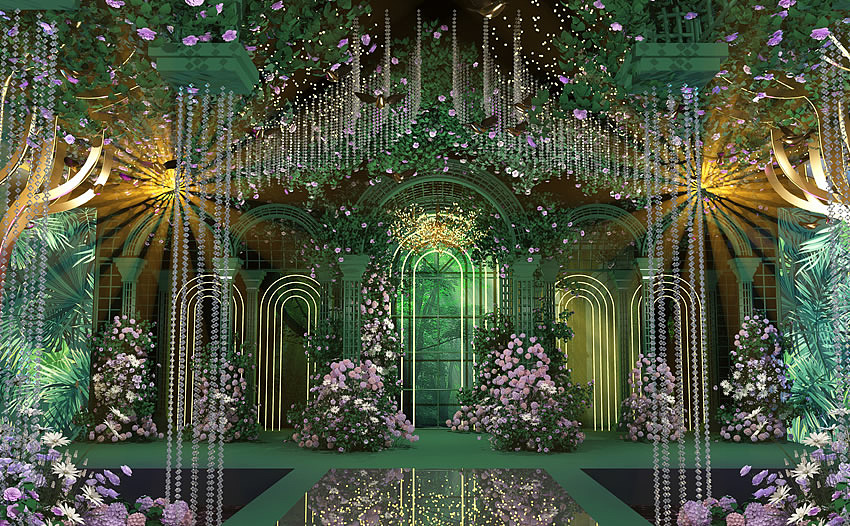 五星级酒店宴会厅标准:绿色森林主题风格宴会厅