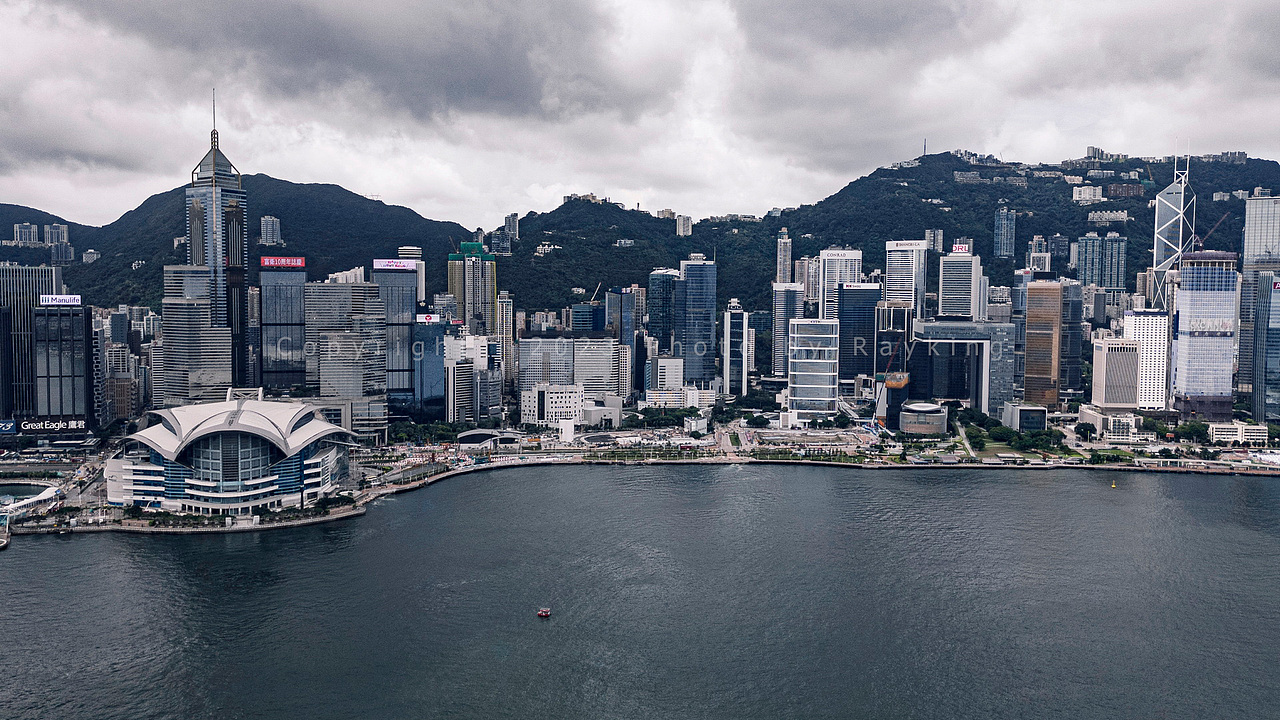 香港航拍黑金色调及赛博朋克