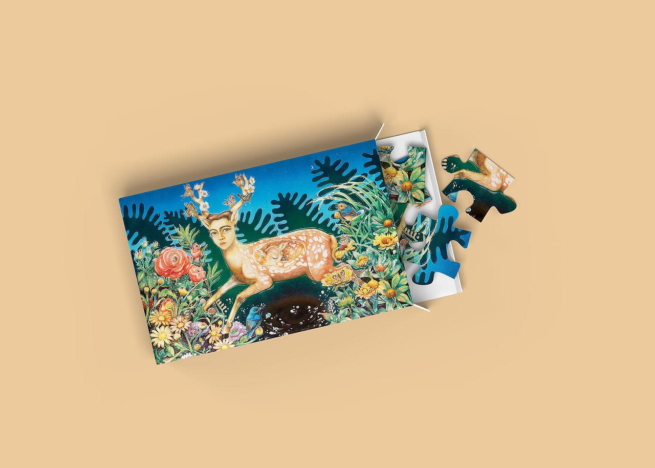 《孕育-鹿妈妈》绘画作品与应用