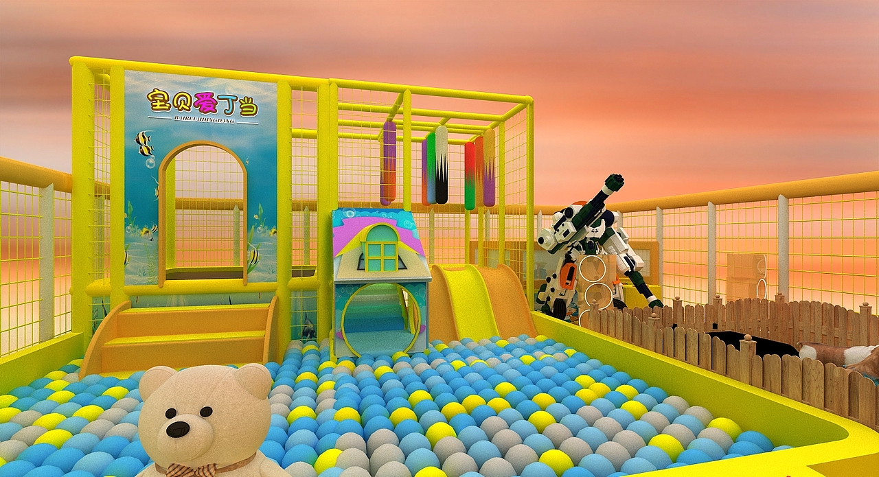 儿童娱乐展位3D设计效果图
