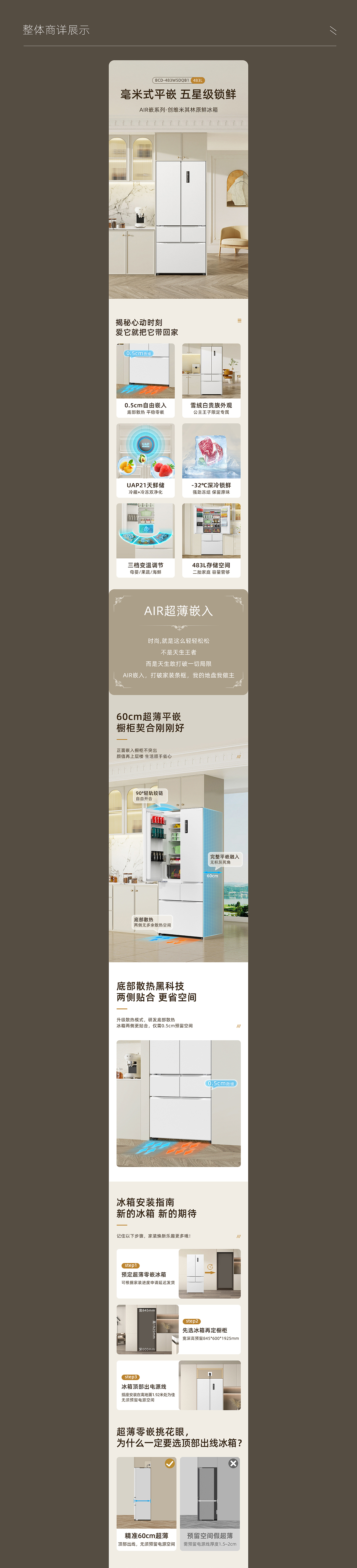 法式五门冰箱商品详情页概览（图ZMzYyNzYzNjIw） - 电商 - 站酷设计师第六只羊原创素材 - 站酷ZCOOL