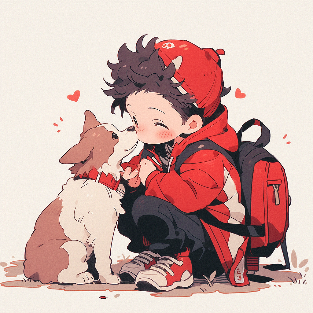 可爱卡通男孩与狗全身插画（图ZMzU3ODA2Mzg4） - 商业插画 - 站酷设计师荷逸原创素材 - 站酷ZCOOL