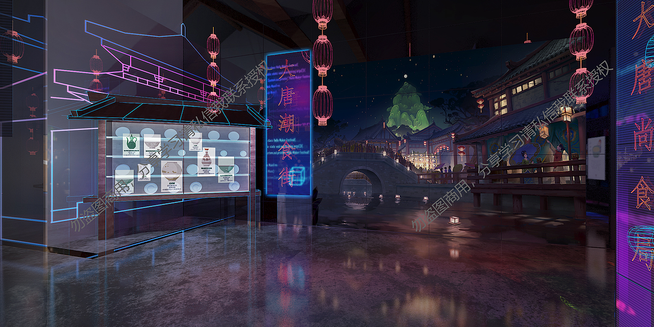 大明宫考古探索中心局部（赛博风展馆设计）（图ZMzUwODA1Mjg4） - 展陈设计 - 站酷设计师段雪婧原创素材 - 站酷ZCOOL