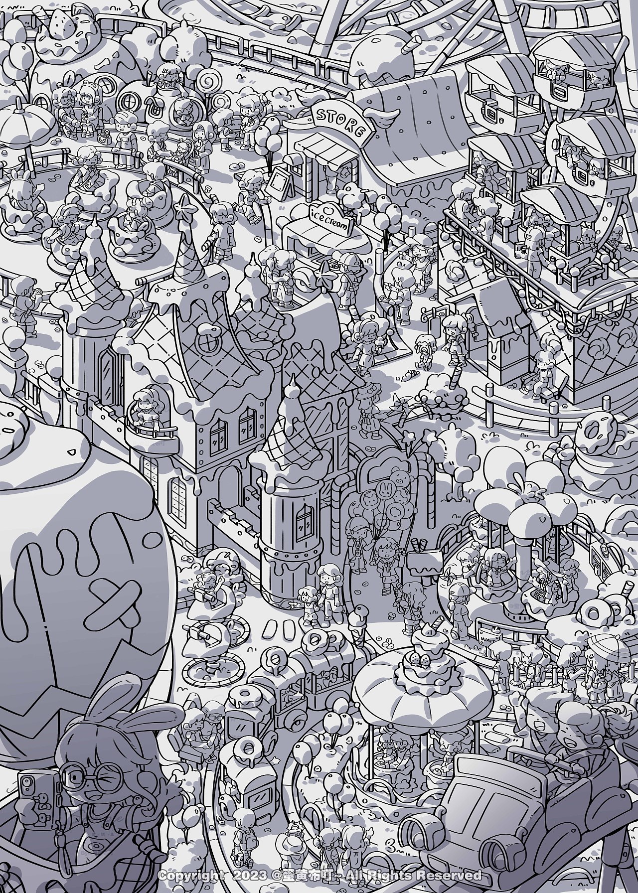原创插画 | 游乐园（图ZMzQyMzcyNTY0） - 艺术插画 - 站酷设计师蛋黄布叮原创素材 - 站酷ZCOOL