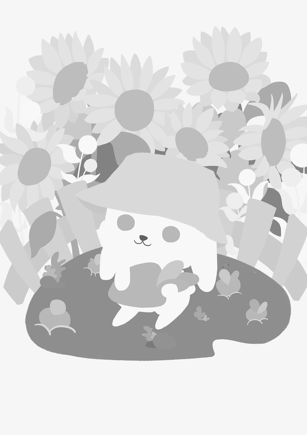 轻质感插画——兔兔向日葵