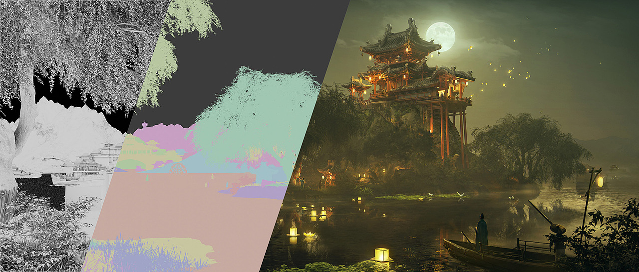 山镜 - 夜市桥边水，春风寺外船（图ZMzMxNDE2NzA0） - 游戏原画 - 站酷设计师JC大聪原创素材 - 站酷ZCOOL