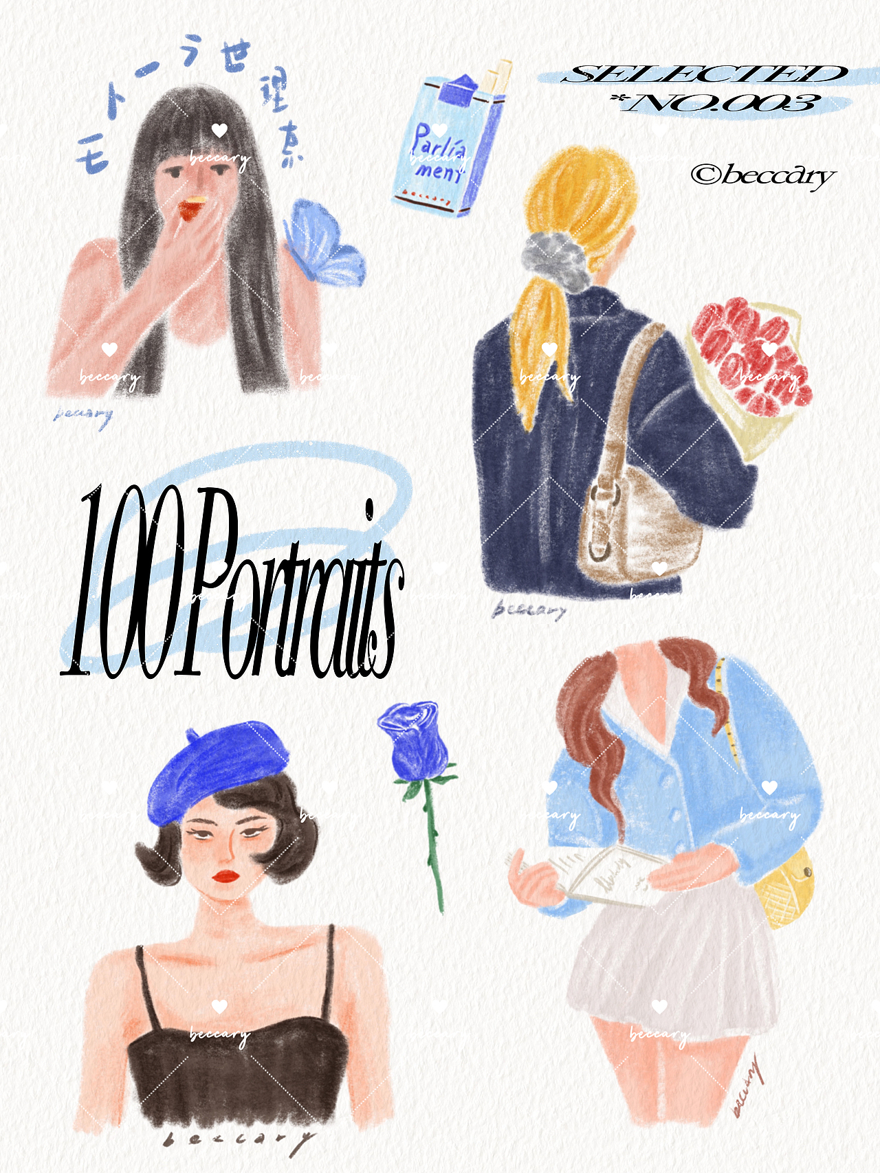 ｛100 Portraits｝100张女孩肖像插画（图ZMzQ0MjU5NjU2） - 艺术插画 - 站酷设计师beccary原创素材 - 站酷ZCOOL