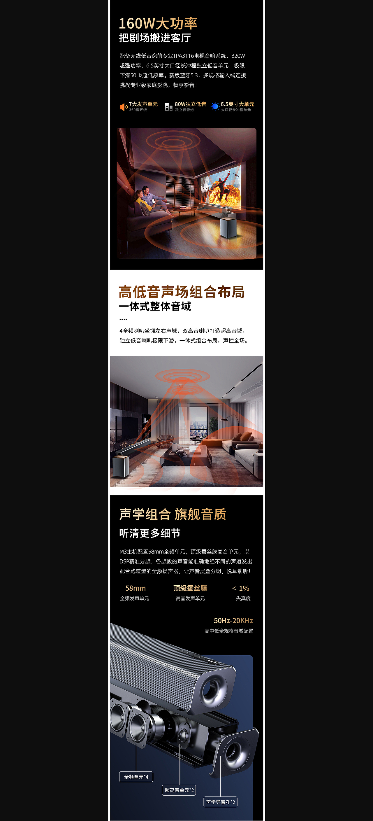 电视投影音响回音壁