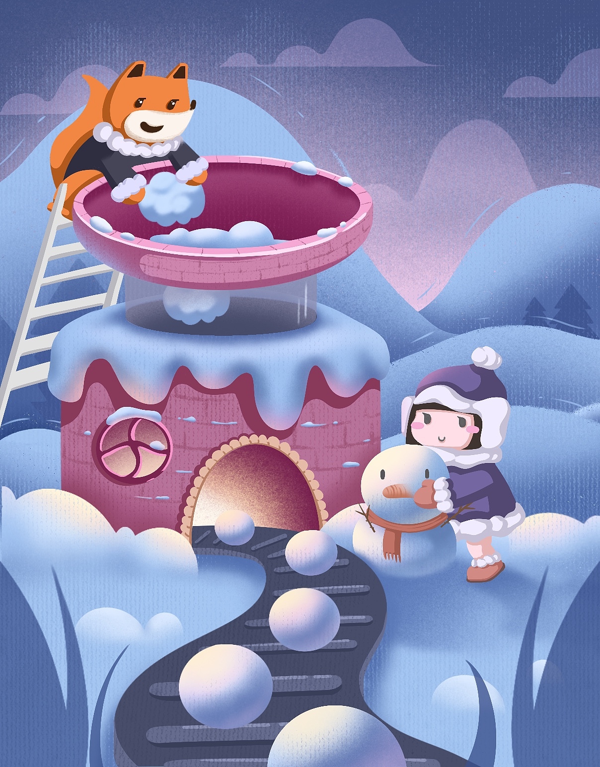 手绘插画节气-冬至（图ZMzI2MDU2OTg0） - 商业插画 - 站酷设计师苏厂肠原创素材 - 站酷ZCOOL