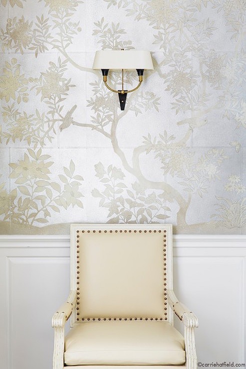 银箔手绘墙纸画纯手工绘制的高端壁画