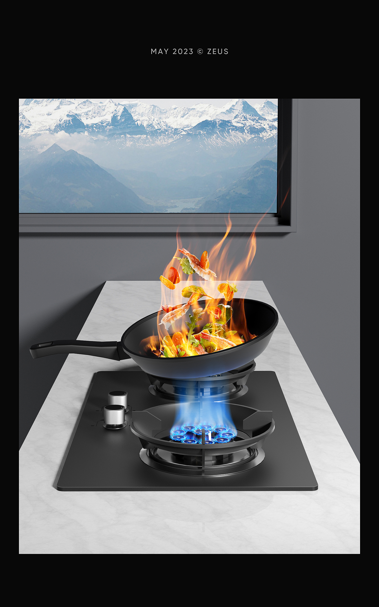 2023 先科|燃气灶场景渲染2款