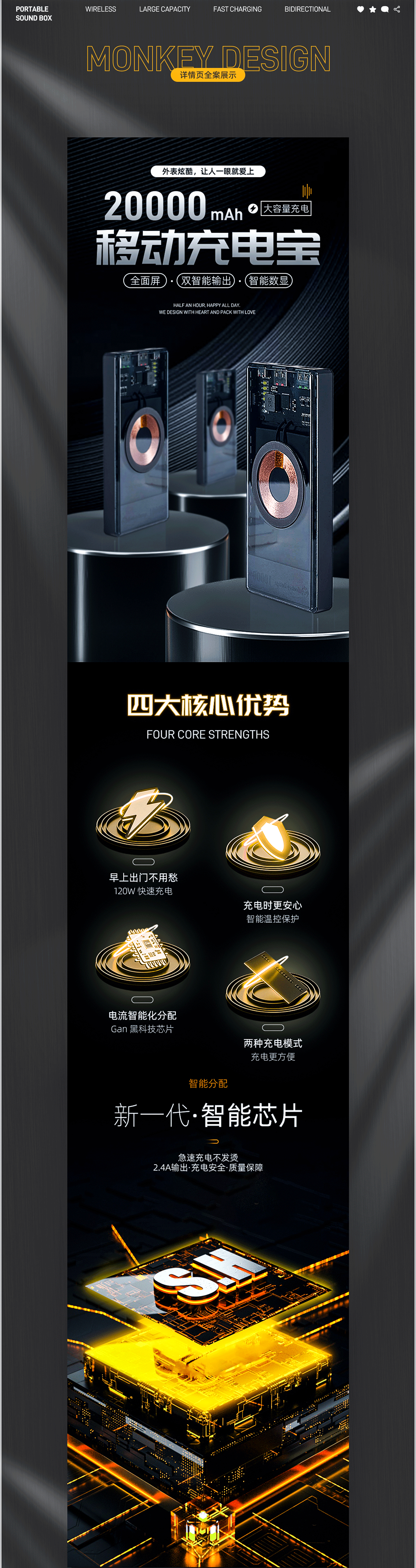 *Monkey Design*无线充电宝详情页