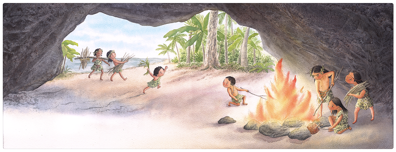 少数民族古代发明绘本《自然的匠人》之黎族钻木取火