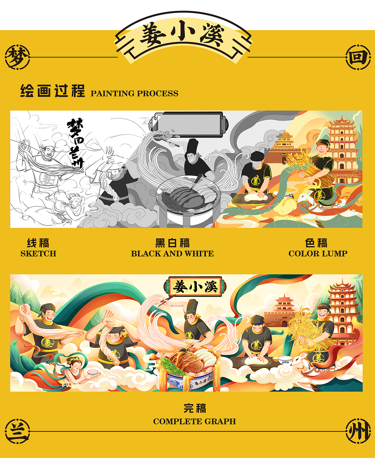 姜小溪兰州拉面“梦回兰州”主题品牌全案（图ZMzcwNjc3NDcy） - 商业插画 - 站酷设计师墨染拾光工作室原创素材 - 站酷ZCOOL