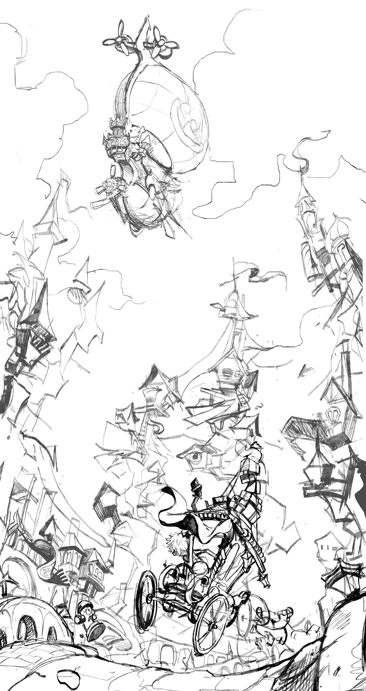 《不可思议的梦—下城区》插画草图和线稿（图ZMzA5MDkxNzk2） - 儿童插画 - 站酷设计师肥猫牛奶原创素材 - 站酷ZCOOL