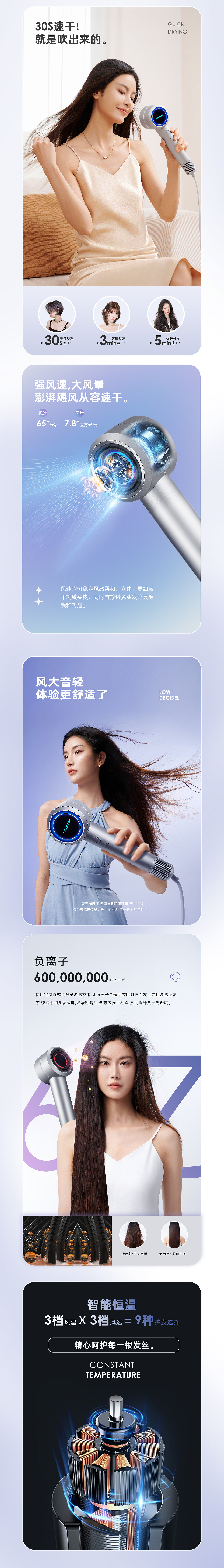 铂市负离子高速吹风机详情页设计全案（图ZMzU2NDI0MTM2） - 电商 - 站酷设计师红几绿原创素材 - 站酷ZCOOL