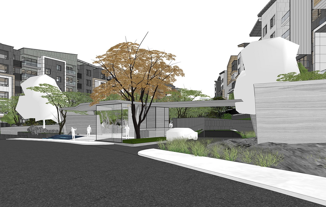 现代居住区入口景观宅间景观SU模型下载（图ZMzM5NTEwNjI0） - 景观设计 - 站酷设计师素模网原创素材 - 站酷ZCOOL