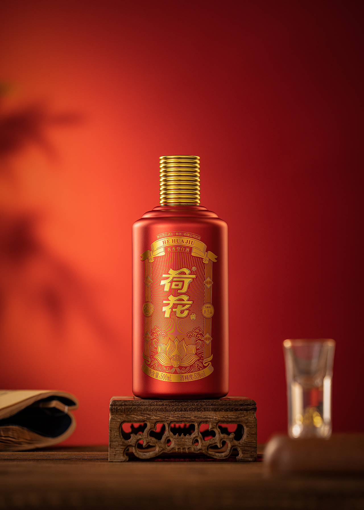 产品拍摄-白酒拍摄-荷花-红荷花