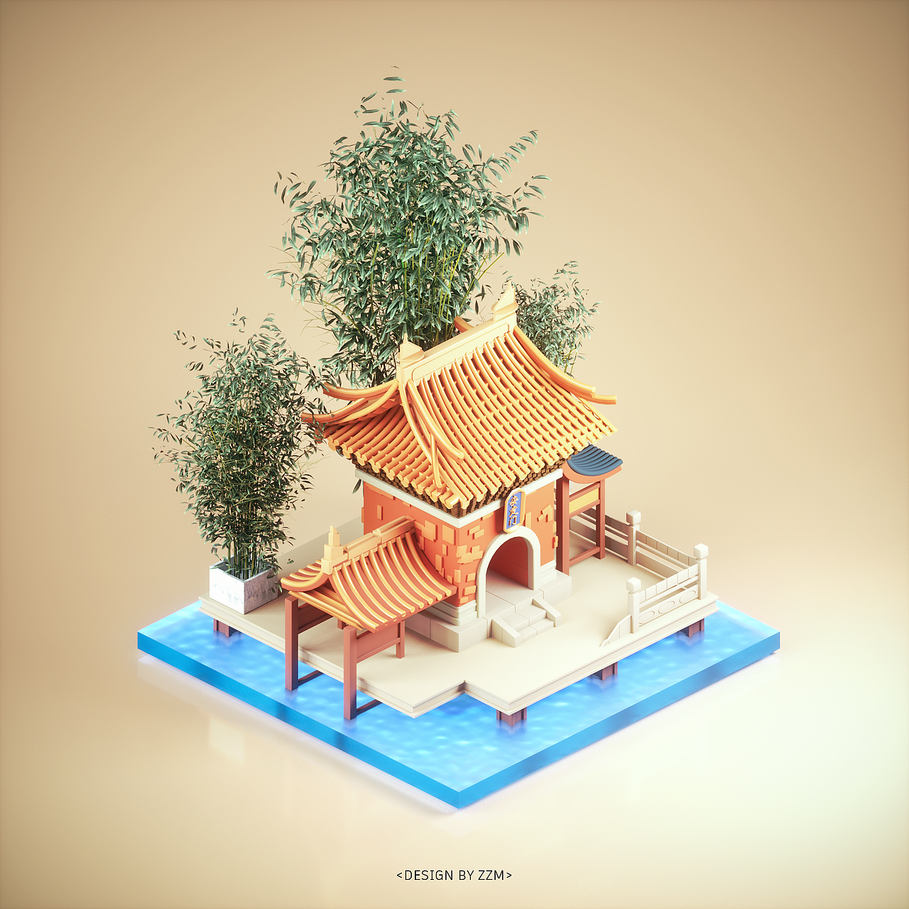 三维蜂巢行动-卡通古建（图ZMzE3MjIwNTI0） - 场景 - 站酷设计师拟哒耶原创素材 - 站酷ZCOOL
