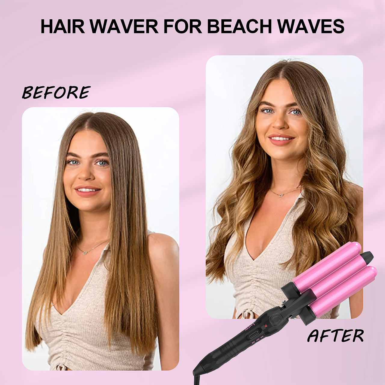 亚马逊主副图A+页面设计 三筒卷发器 卷发棒