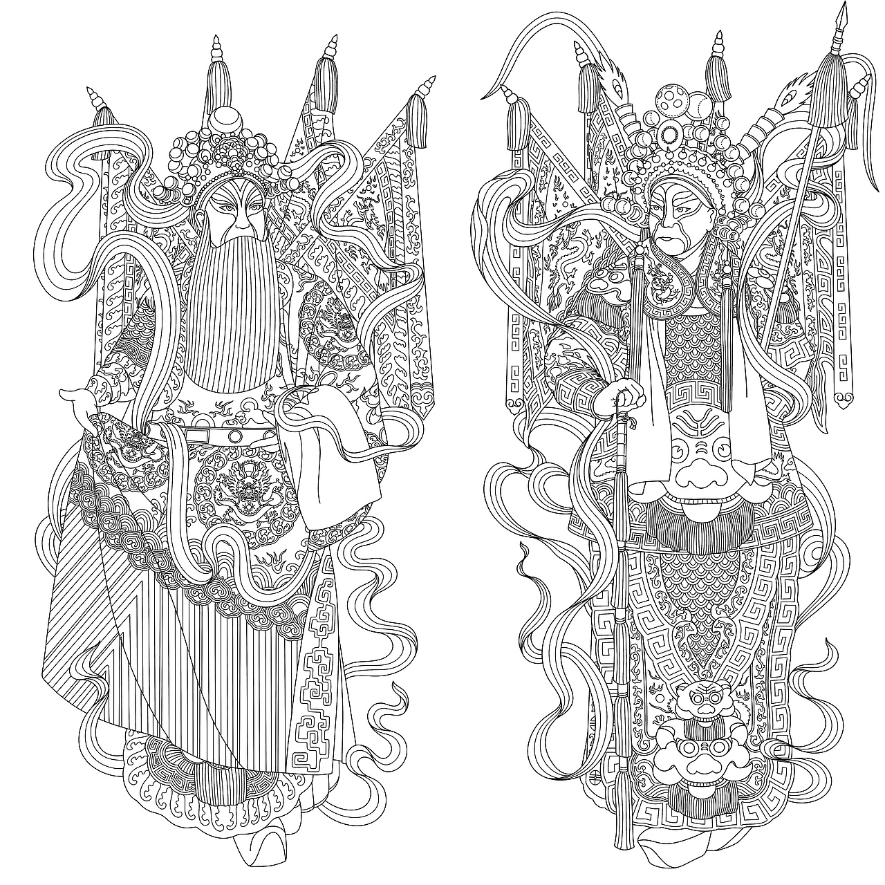 京剧人物 手绘（图ZMzQ5MTUwNTY0） - 商业插画 - 站酷设计师挨牧西西原创素材 - 站酷ZCOOL