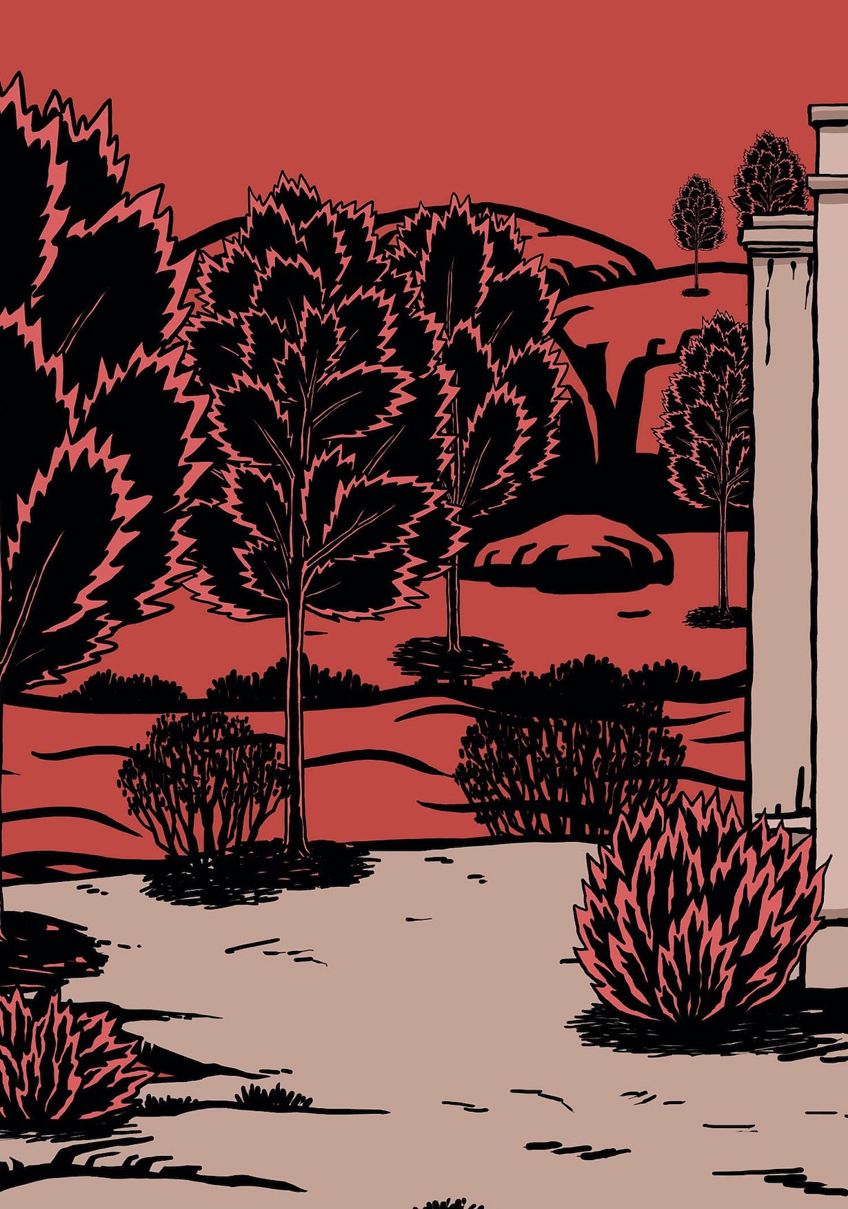 版画风格红色革命题材延安系列插画