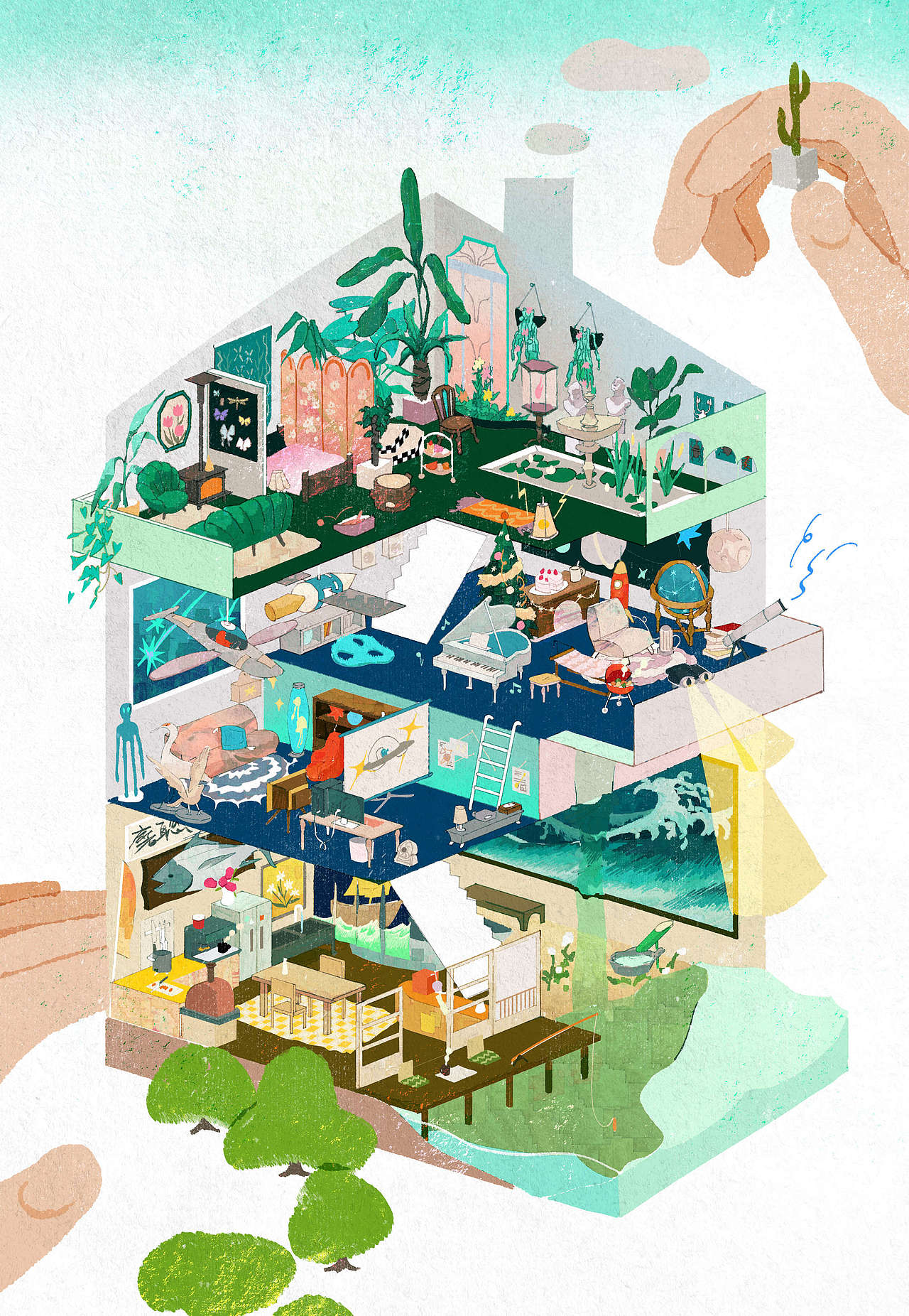 Nimo Jiang: 梦中的房子（图ZMzA2NTAyOTg0） - 商业插画 - 站酷设计师飞船重水原创素材 - 站酷ZCOOL