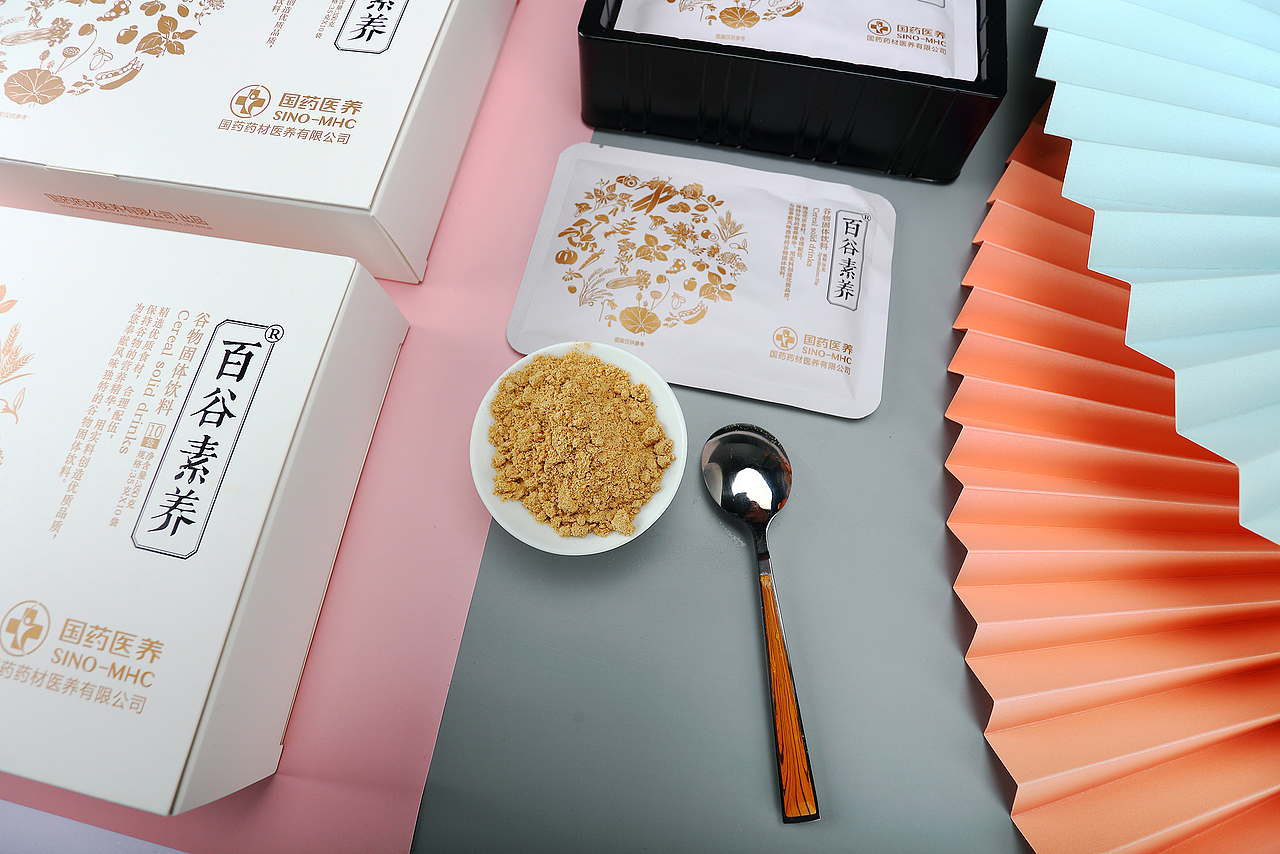 百谷素养米金色素雅代餐食品包装设计
