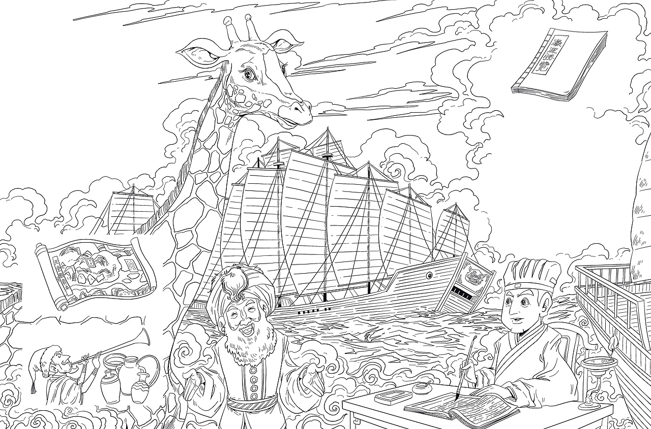 一套关于航海家的插图