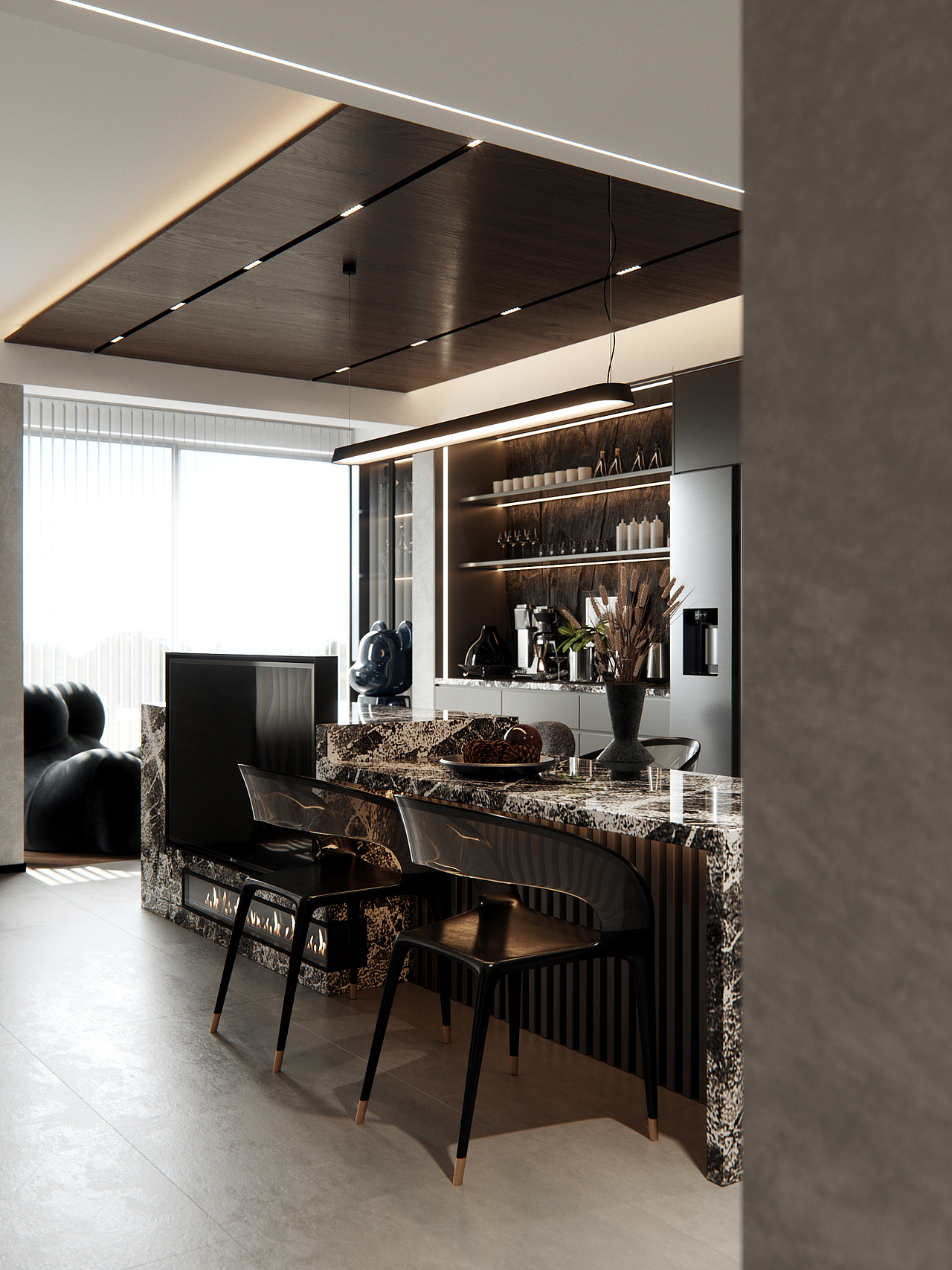 鸿烨表现|深色简约高级感客餐厅