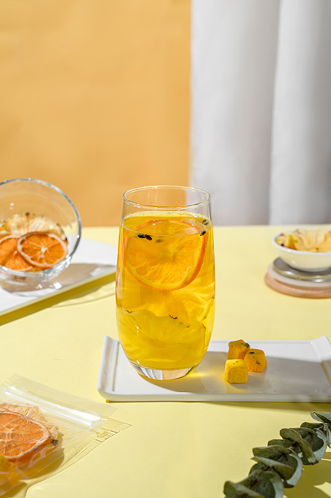 菠萝百香果泡饮茶 静物拍摄