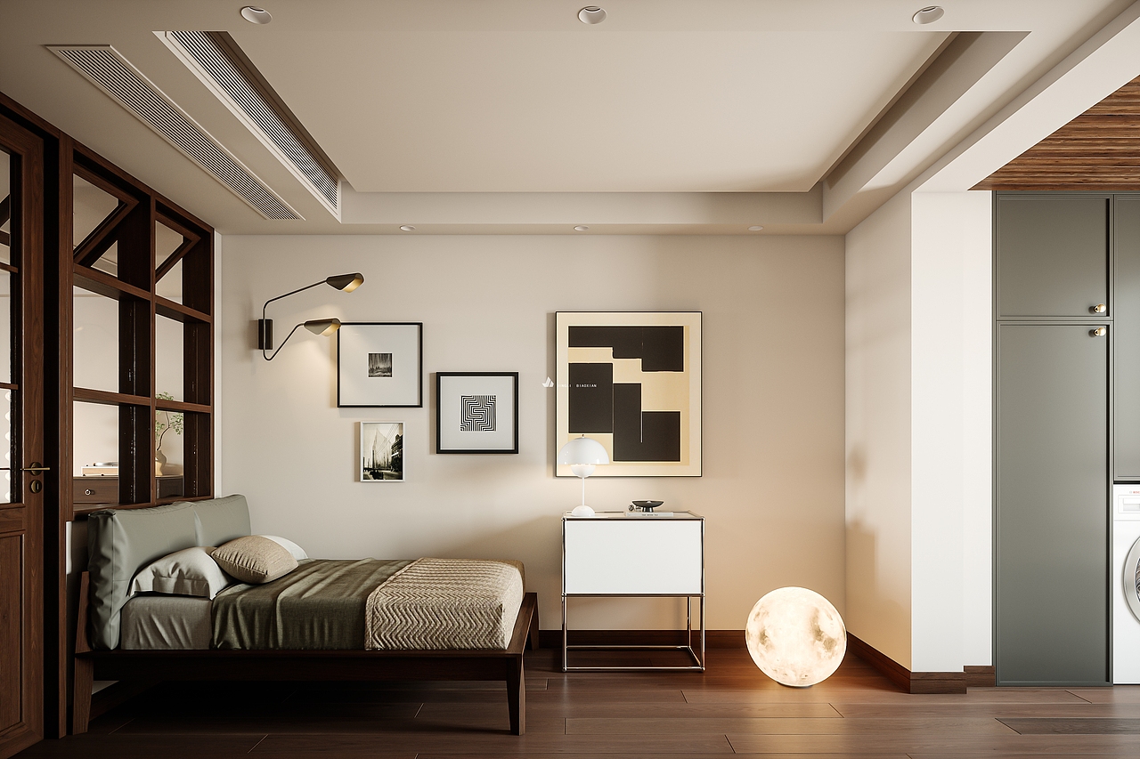 现代复古其实不矛盾（图ZMzMwNzk3MTA4） - 家装设计 - 站酷设计师金该效果图官方账原创素材 - 站酷ZCOOL