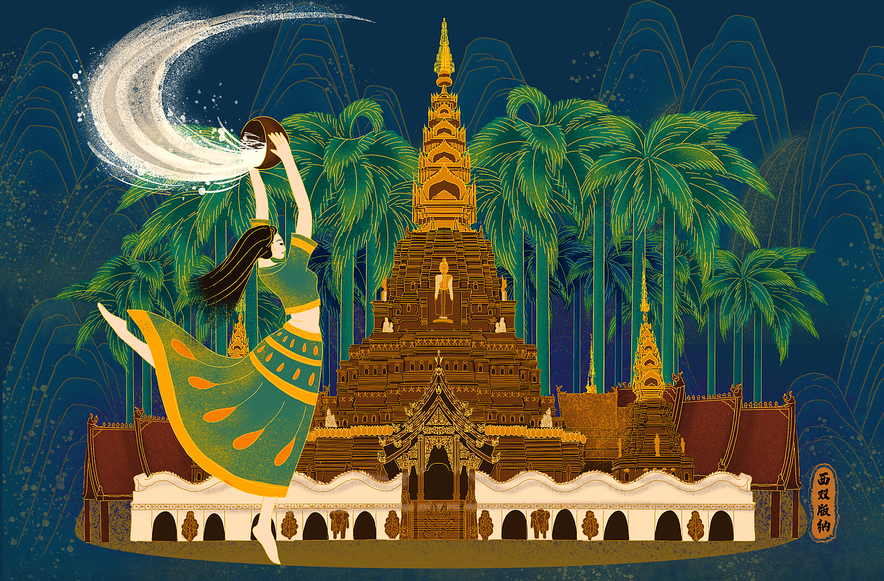 国潮中国风景点插画PSD源文件(45p)