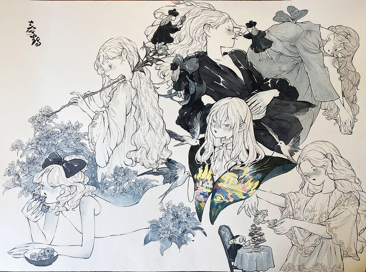 4开手绘练习-美少女（图ZMzM1MzM3OTE2） - 创作习作 - 站酷设计师春鹤原创素材 - 站酷ZCOOL