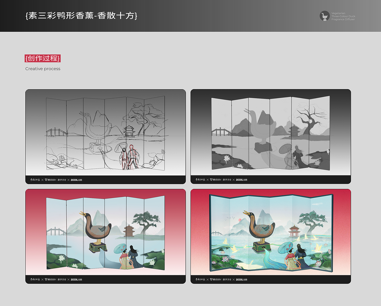 素三彩鸭形香薰-香散十方