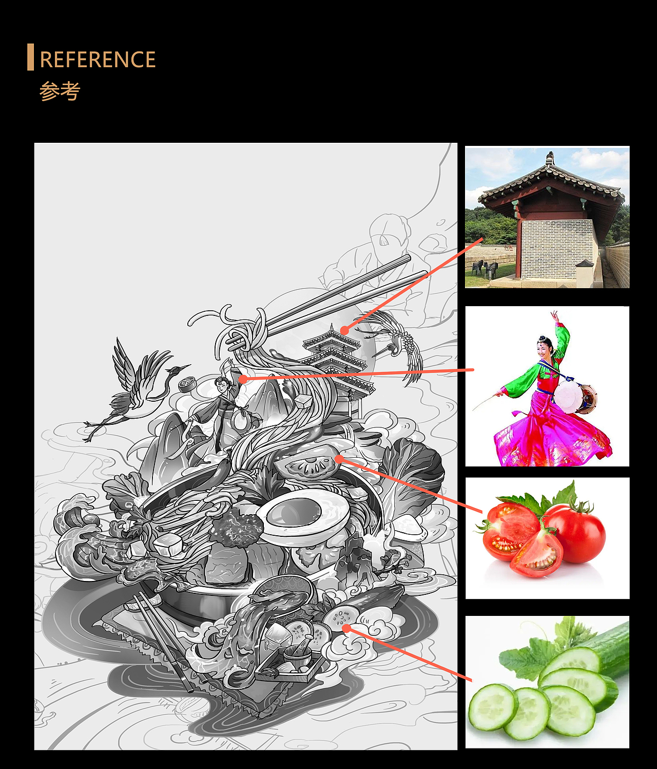 美食系列插画-朝鲜冷面