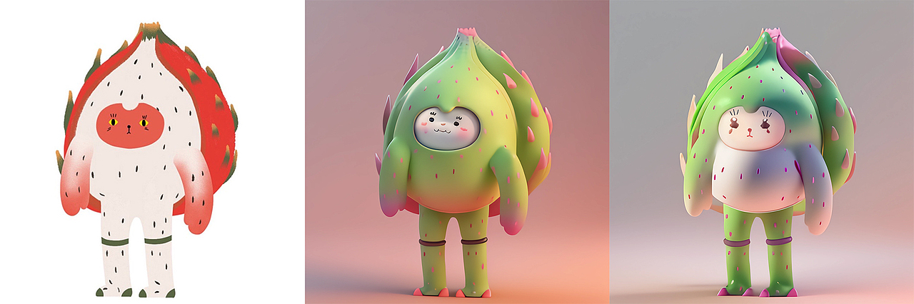 插画黏土设计——喵系列AI生成三维模型