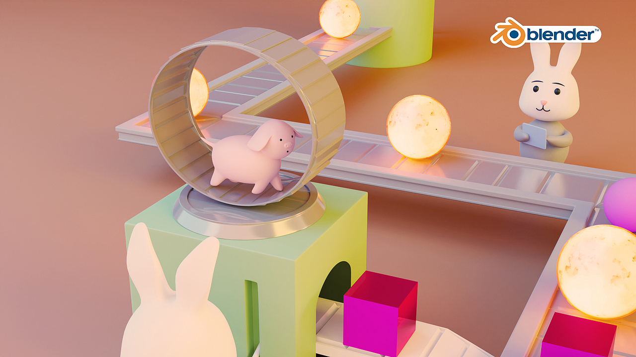 《蜜兔月亮工厂》Blender 3D场景（图ZMzE4NjA0MzE2） - 建筑/空间 - 站酷设计师Nick老师原创素材 - 站酷ZCOOL