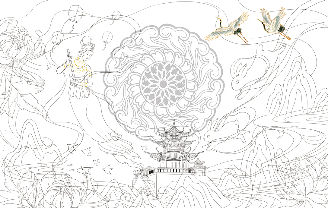 【嫦娥奔月】中秋礼盒包装插画（图ZMzA4NDU4Njc2） - 商业插画 - 站酷设计师海螺姑娘lx原创素材 - 站酷ZCOOL