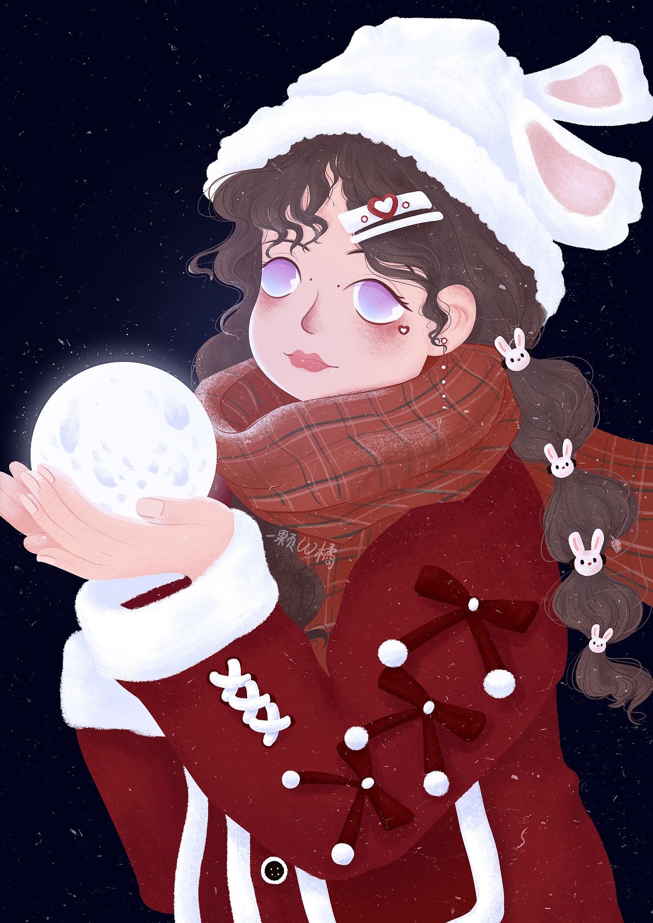 单幅插画《和月亮一起》（图ZMzI2NTcyMDY4） - 创作习作 - 站酷设计师子橘舟原创素材 - 站酷ZCOOL