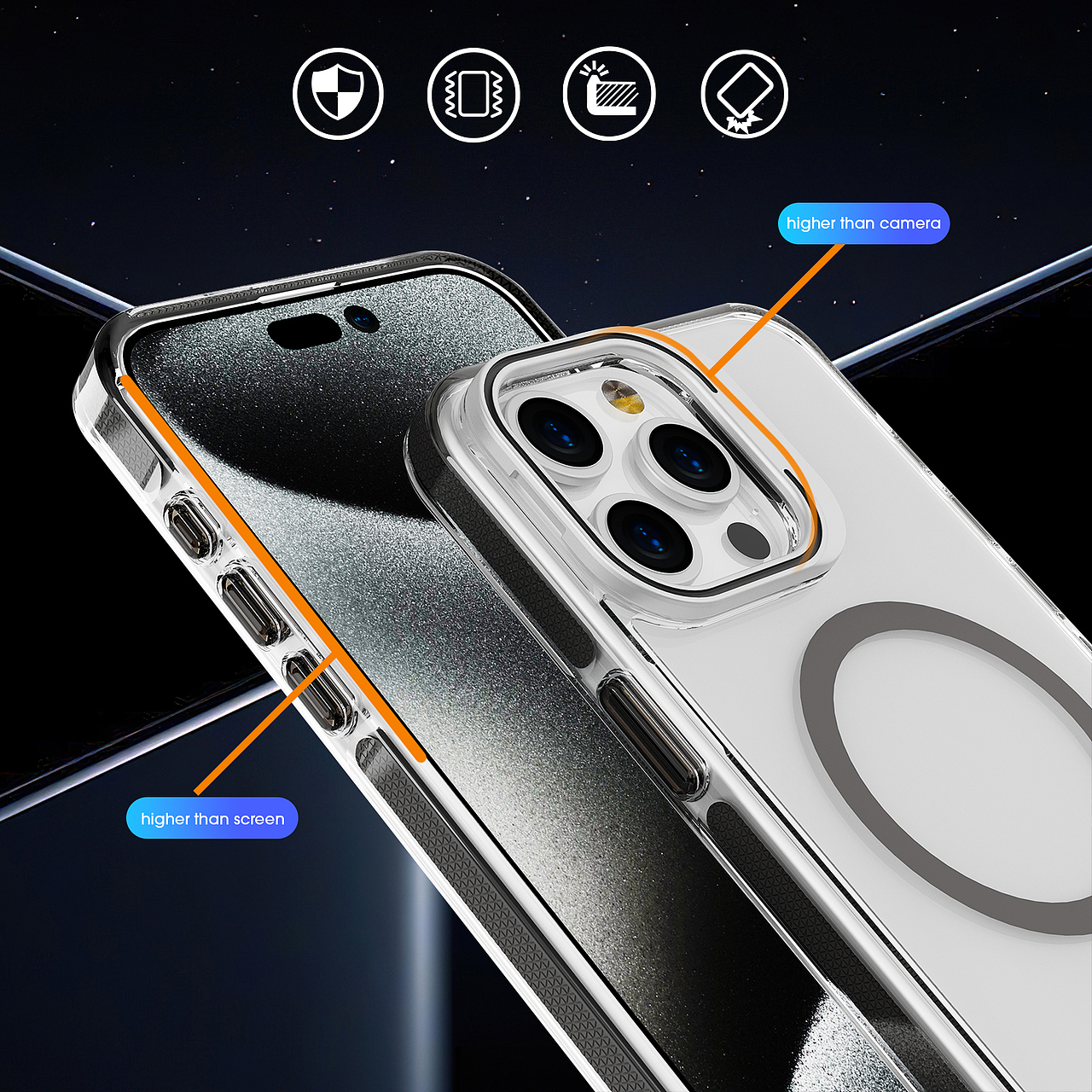 镜头框支架透明手机壳