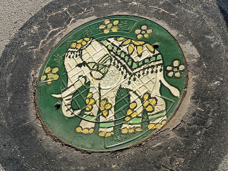 井盖大象图案彩绘