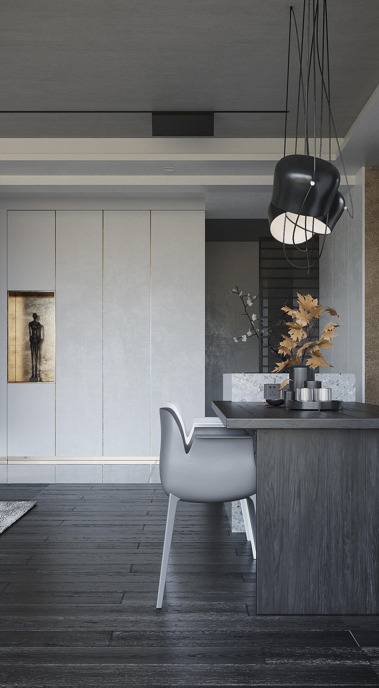 《镜像》简约 黑与白客餐厅