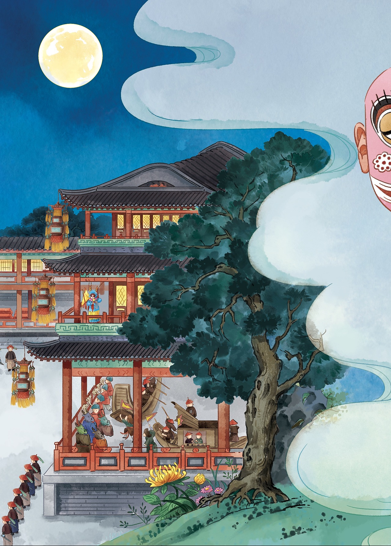 宫里过中秋（图ZMzE1MzE4Mjg0） - 儿童插画 - 站酷设计师左森插画工作室原创素材 - 站酷ZCOOL