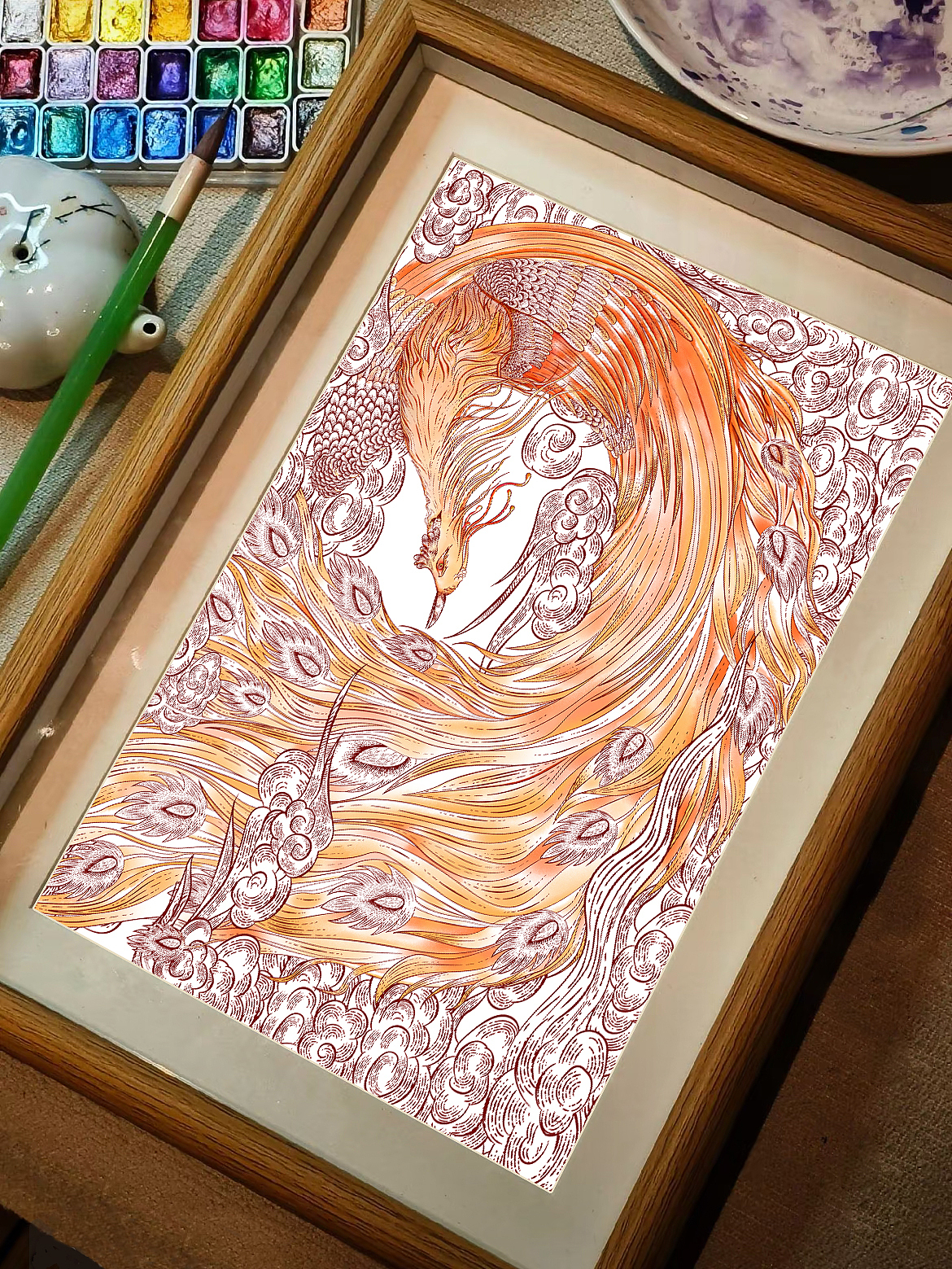 插画/东方茶饮百鸟朝凤（图ZMzcwODAxODY0） - 创作习作 - 站酷设计师娜边原创素材 - 站酷ZCOOL