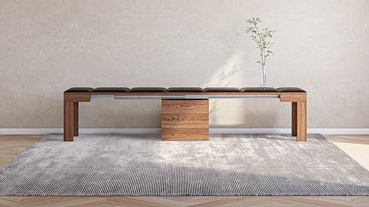 一张桌子和一条板凳