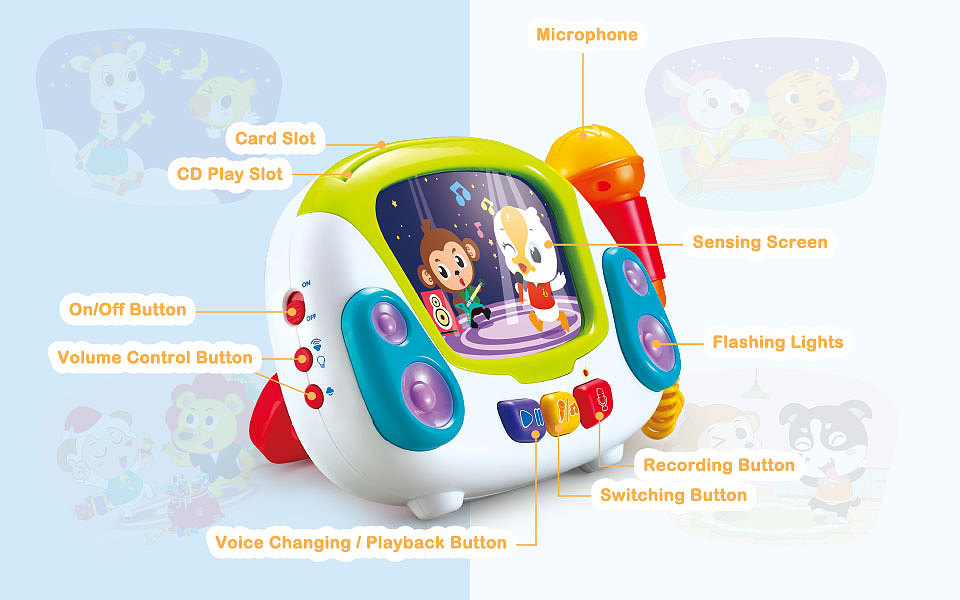 亚马逊萌宝欢唱机灯光录音插卡唱歌触屏玩具