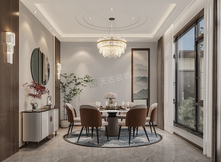 重庆公园大道上府合院别墅装修,现代轻奢风设计效果图