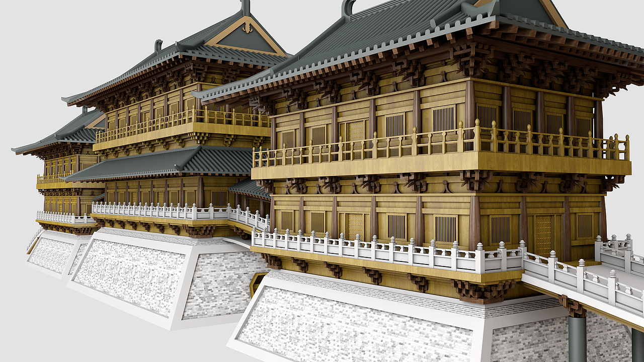 九洲池瑶光殿外立面精细建模（图ZMzAxMjYwMTYw） - 建筑/空间 - 站酷设计师会AE的章邯原创素材 - 站酷ZCOOL